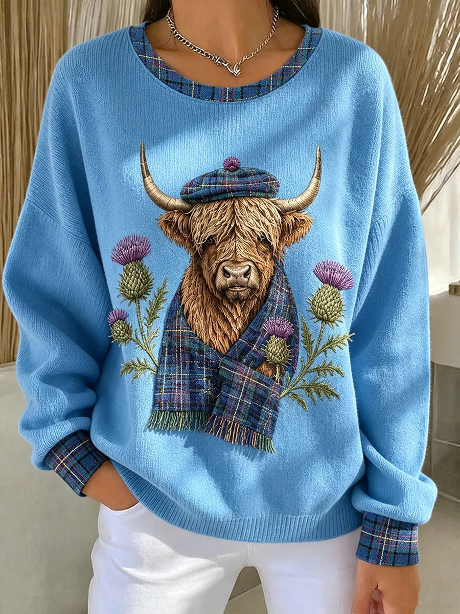 Women's Retro Highland Cowhide Plaid Patchwork Hoodie
