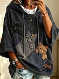 Women'S Cat Printed Hoodie