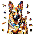 German Shepherd Family Wooden Jigsaw Puzzle