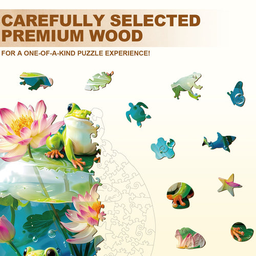 Bubble Haven Frog Wooden Jigsaw Puzzle