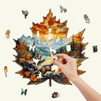 Wolf King autumn Wooden Jigsaw Puzzle