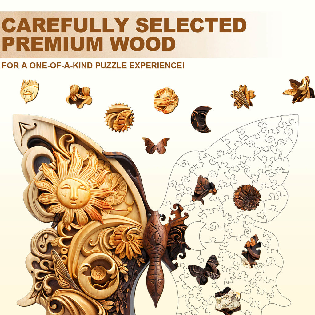 Yin Yang Butterfly Wooden Jigsaw Puzzle