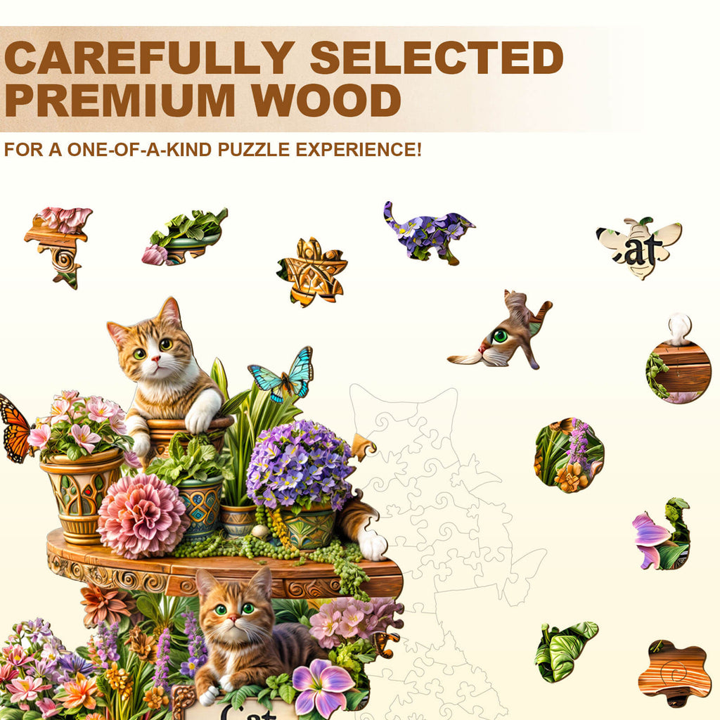 Cat Garden Wooden Jigsaw Puzzle