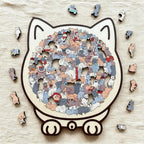 Morandi-Colored Cat/Dog Shaped Wooden Jigsaw Puzzle