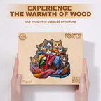 Colorful fabric cat Wooden Jigsaw Puzzle