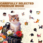 Flower Bag Cat Wooden Jigsaw Puzzle
