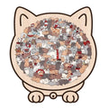 Morandi-Colored Cozy Cat Shaped Wooden Jigsaw Puzzle