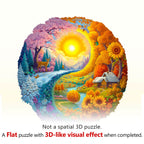 Yin Yang Autumn Winter Wooden Jigsaw Puzzle