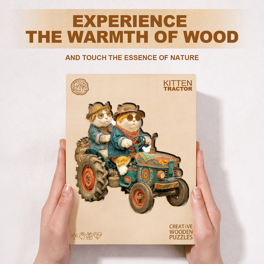 Kitten Tractor Wooden Jigsaw Puzzle