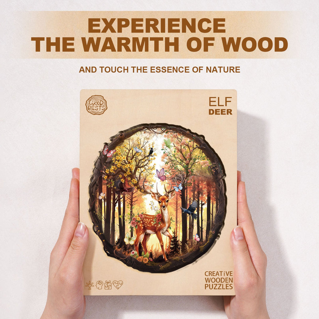 Elf Deer Wooden Jigsaw Puzzle