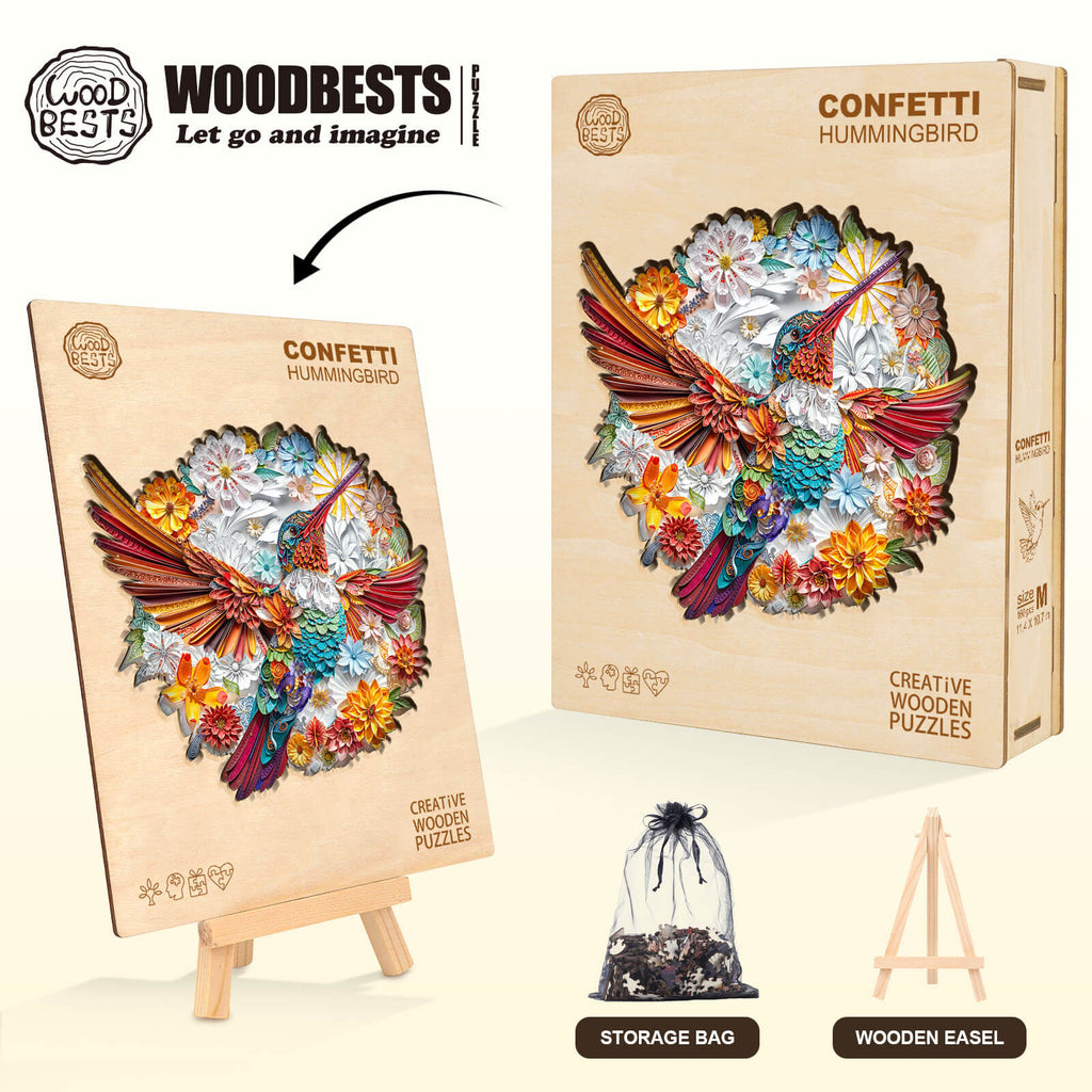 Confetti Hummingbird Wooden Jigsaw Puzzle