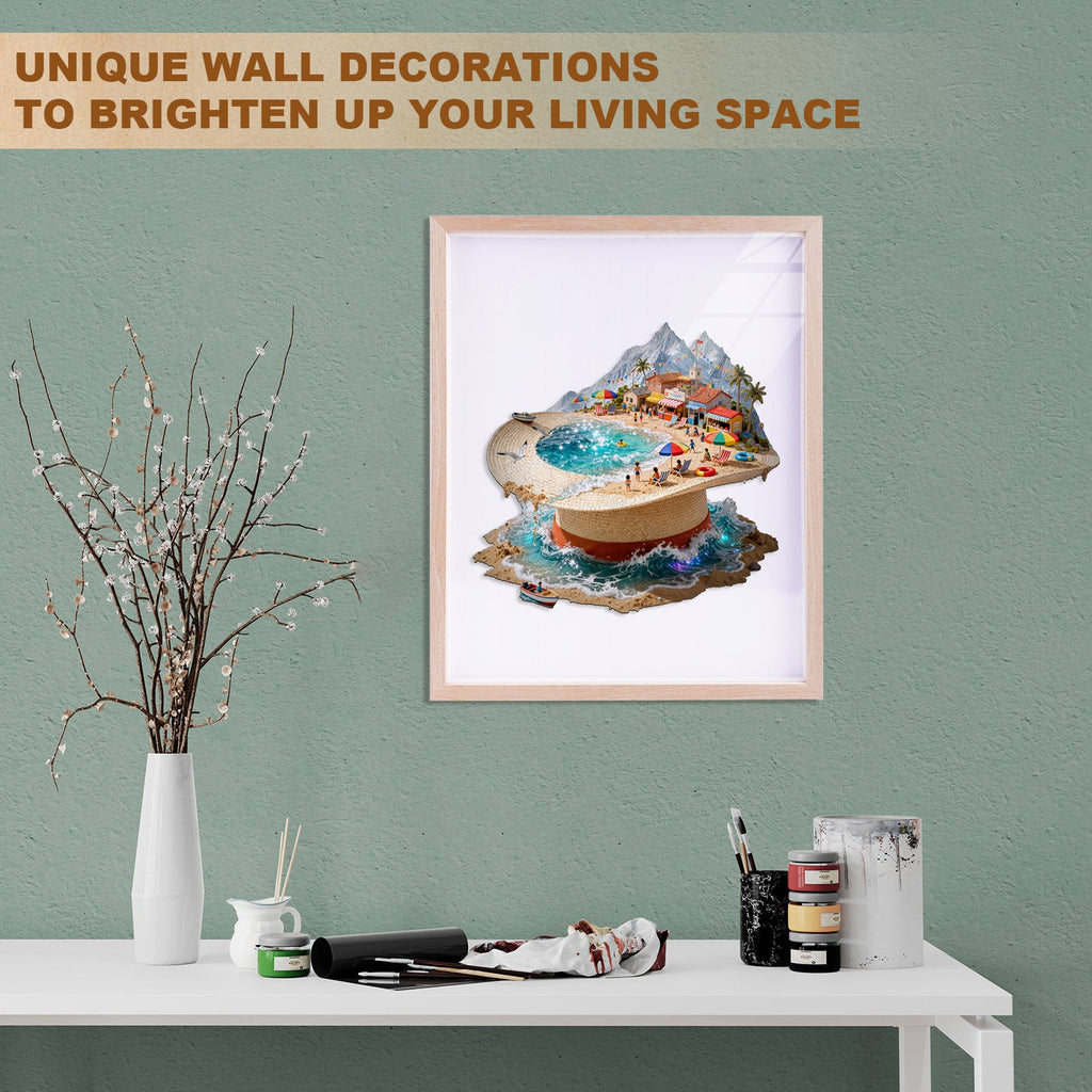 Straw Hat Shore Wooden Jigsaw Puzzle
