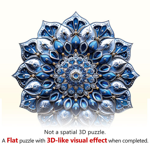 Blue Mandala Wooden Jigsaw Puzzle