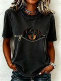 Women'S Cute dog Printed Casual T-Shirt