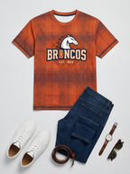 Unisex Denver Broncos Plaid Logo Printed T-shirt