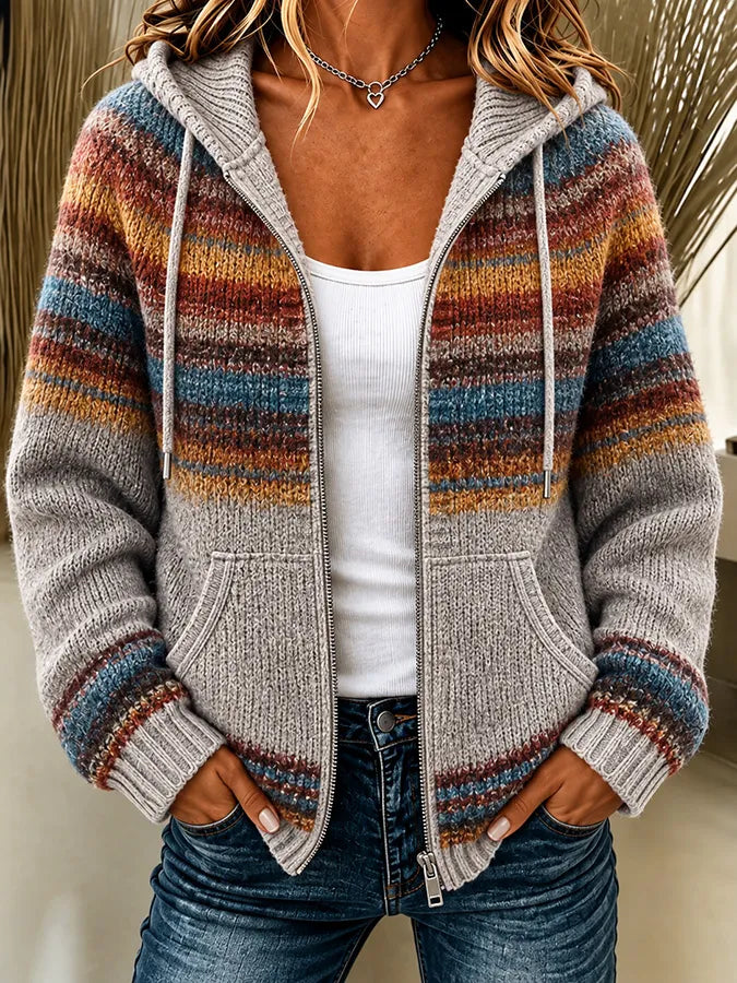 Women'S Casual Gradient Zipper Hood