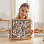 175 Pcs Morandi-Colored Cute Cat Shaped Square Wooden Jigsaw Puzzle