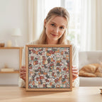 200 Pcs Morandi-Colored Lovely Cat Shaped Square Wooden Jigsaw Puzzle