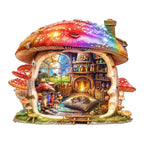 Rainbow Mushroom House Wooden Jigsaw Puzzle
