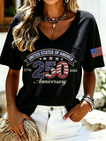 Women's Casual Retro Patriotic T-shirt