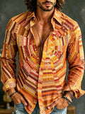 Men's Hippie Style Sun Patchwork Art Long Sleeve Shirt