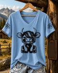 Women'S Highland Cow Printed Casual Short Sleeved T-Shirt