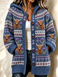 Women'S Highland Cattle Print Casual Cardigan