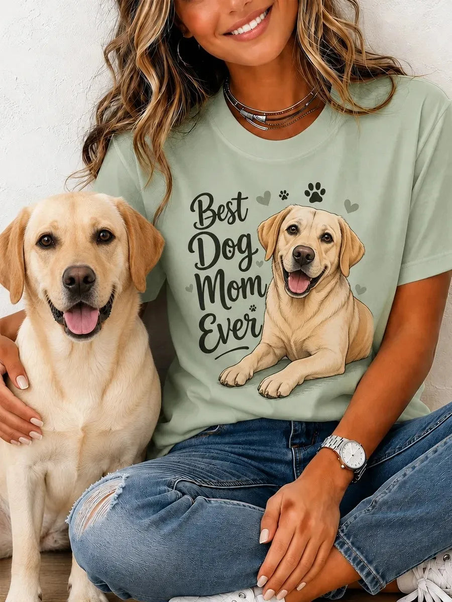 Dog Companion Commemorative Printed Casual T-Shirt