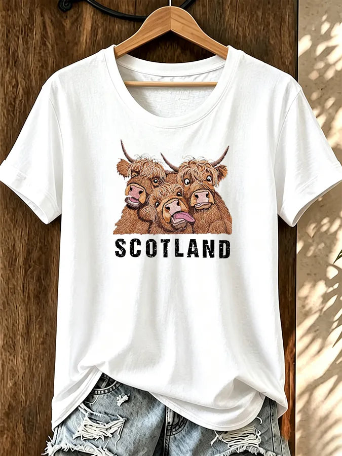 Women'S Scottish Highland Cow Printed T-Shirt