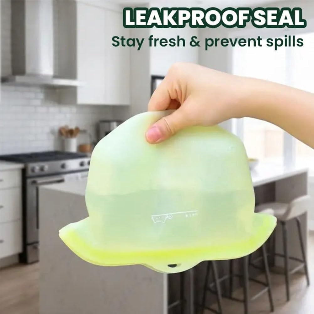 Reusable Silicone Food Storage Bags, 4 Cup Stand Up Leakproof for Freezer Microwave, Lunch Leftovers Meal Prep