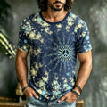 Men's Retro Hippie Style Peace Logo Art Print Casual T-shirt