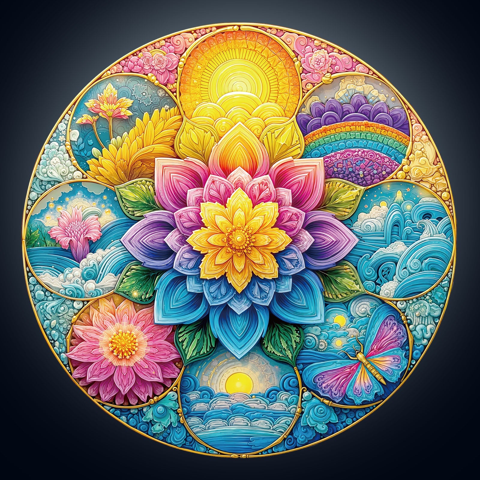 Colorful Mandala Wooden Jigsaw Puzzle