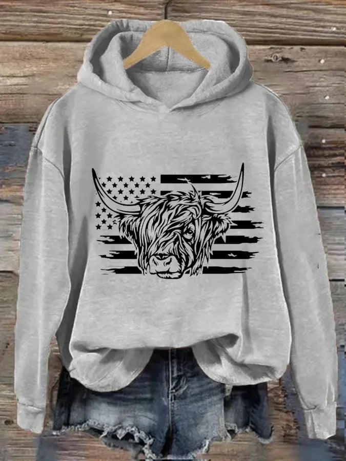Women's Highland Cows Print Casual Hoodie