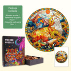 Colored Window Cat Wooden Jigsaw Puzzle
