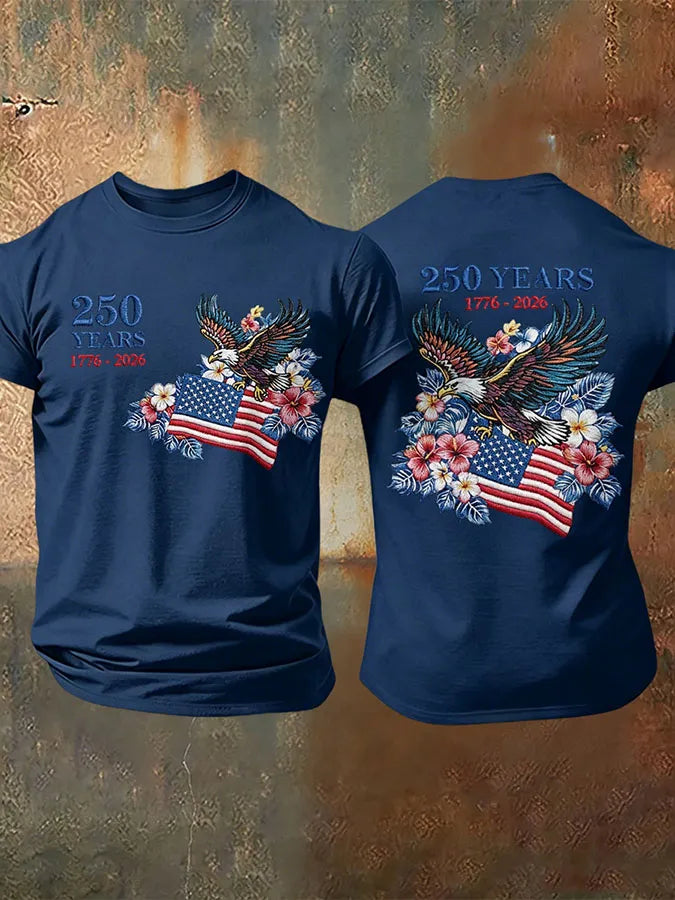 Men'S Retro American Independence Day Printed Short Sleeved T-Shirt