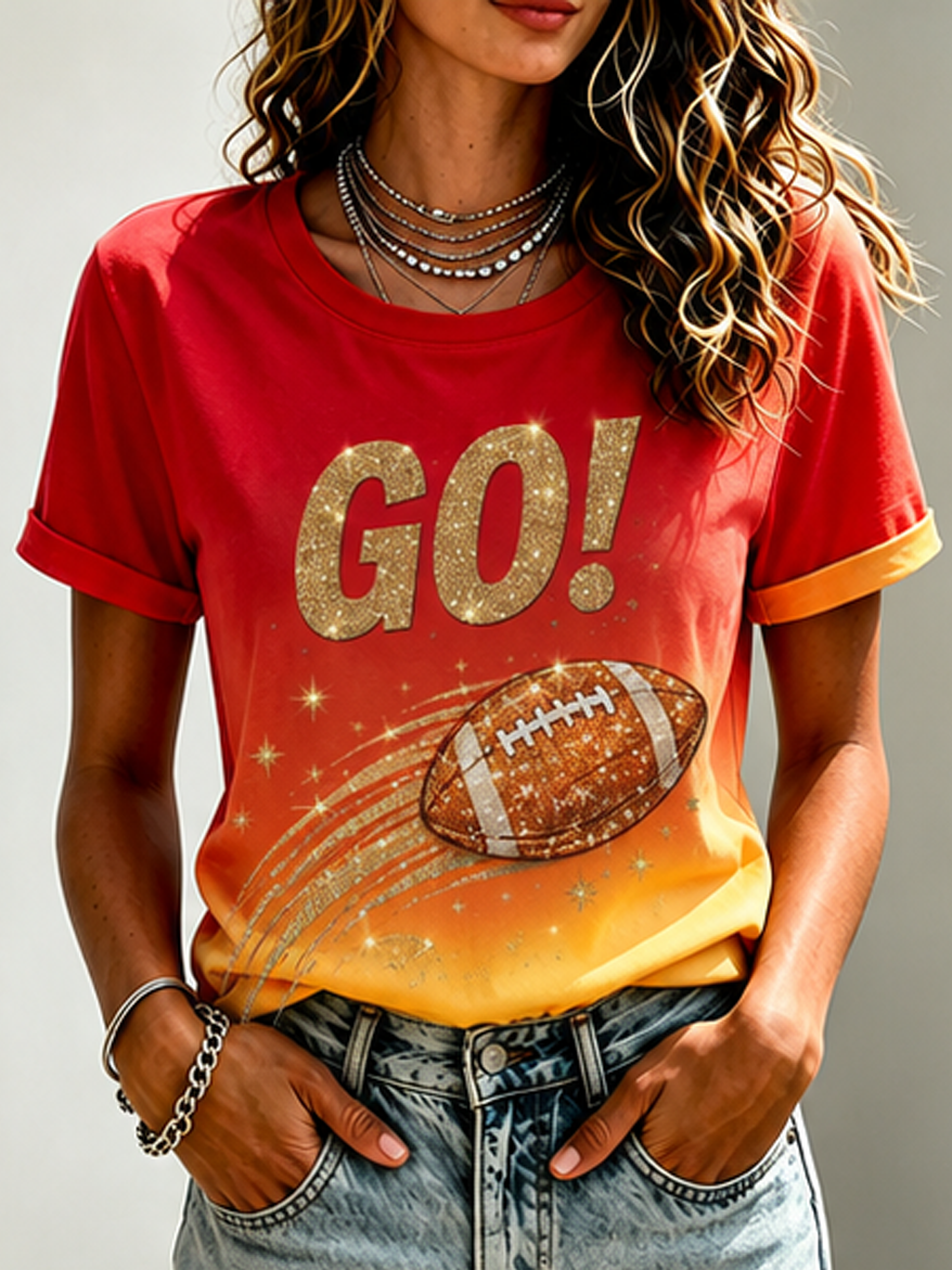 Women'S Retro Football Print T-Shirt
