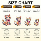 Cute Patchwork Cat Wooden Jigsaw Puzzle