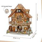 Cuckoo Calling German Cottage – DIY Wood Clock, 3D Puzzle Kit