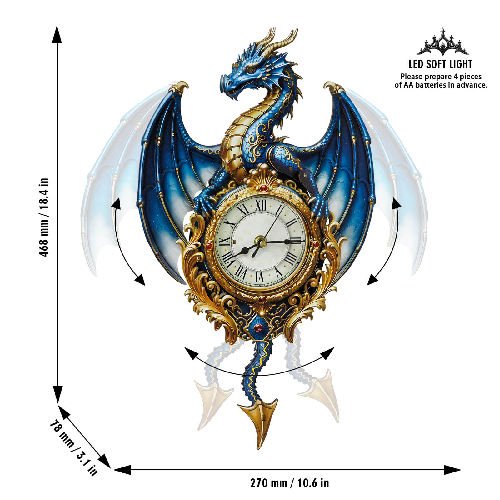 Blue Dragon – Hourly Chime DIY Wooden Clock, 3D Puzzle Craft Kit