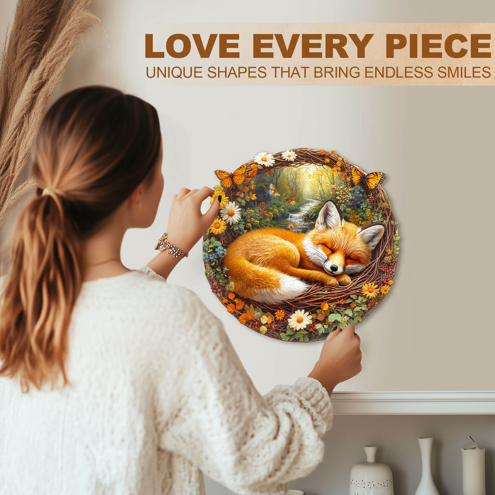 Lazy little fox Wooden Jigsaw Puzzle