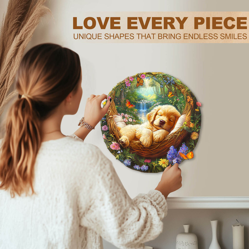Sleeping puppy Wooden Jigsaw Puzzle