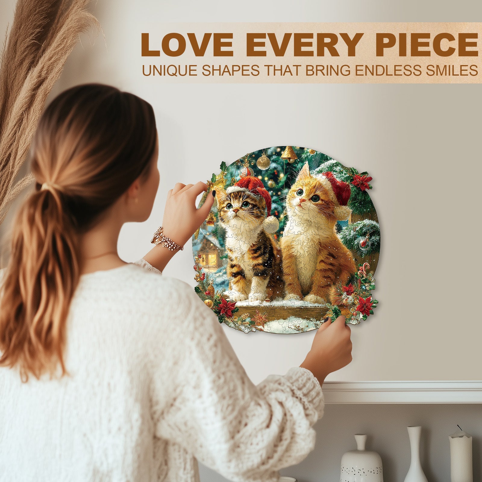 Christmas Kitten Combination Wooden Jigsaw Puzzle