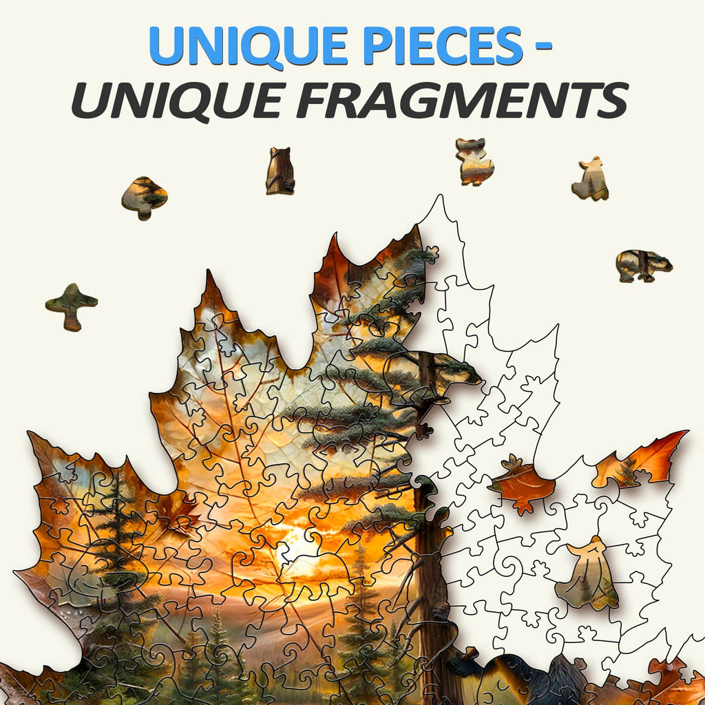 Brown Bear Autumn Wooden Jigsaw Puzzle