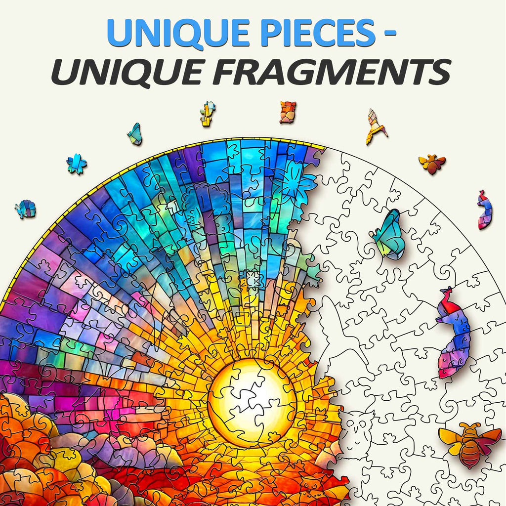 Stained Glass Rainbow Wooden Jigsaw Puzzle