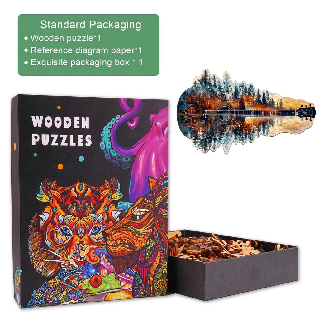 Sunset guitar Wooden Jigsaw Puzzle