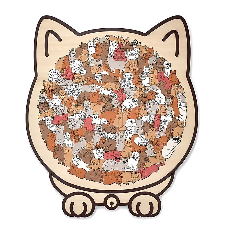 Morandi-Colored Cat/Dog Shaped Wooden Jigsaw Puzzle